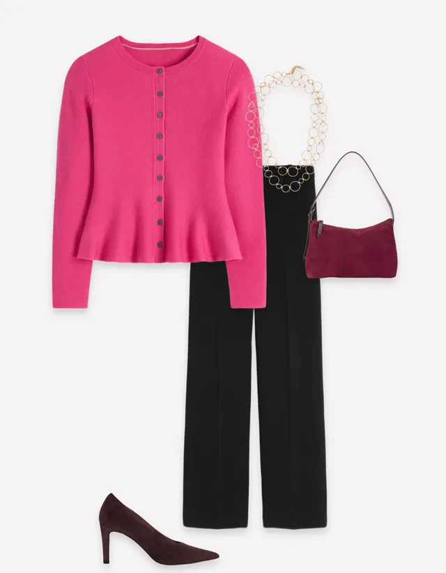Fitted Wool Peplum Cardigan - Pink | Boden USA Fitted Wool Peplum Cardigan - Pink | Boden USA